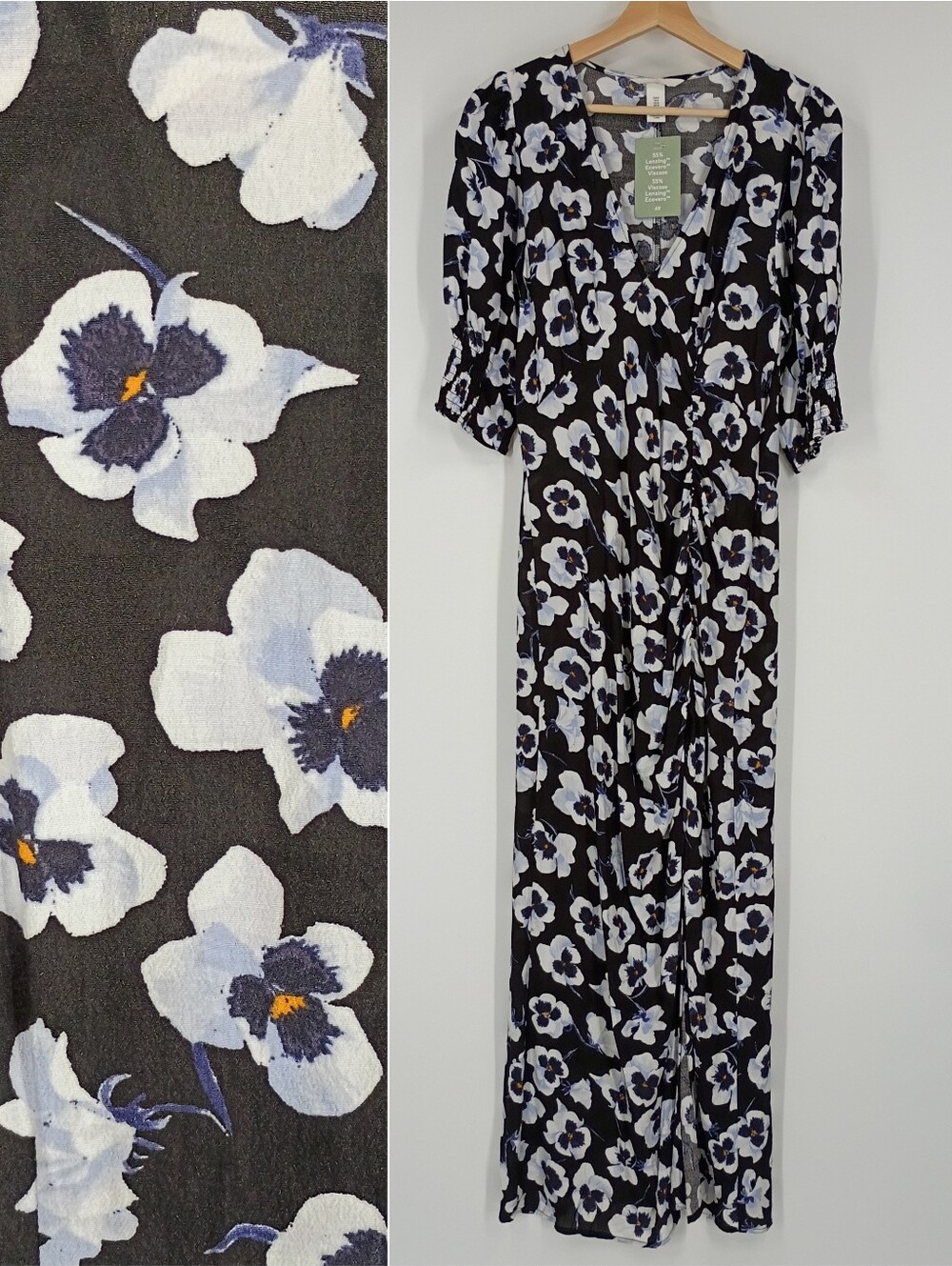 H&M Pansy Print Midi Dress - Picture 1 of 6